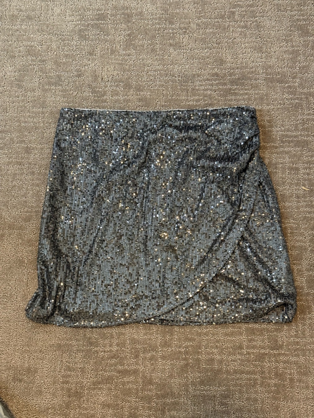 NWT LOFT Sequin Wrap Shift Skirt- Gunmetal Silver- 14 - Picture 2 of 8